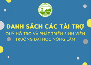 Danh sách cập nhật công khai các tài trợ Quỹ hỗ trợ và phát triển trường Đại học Nông lâm